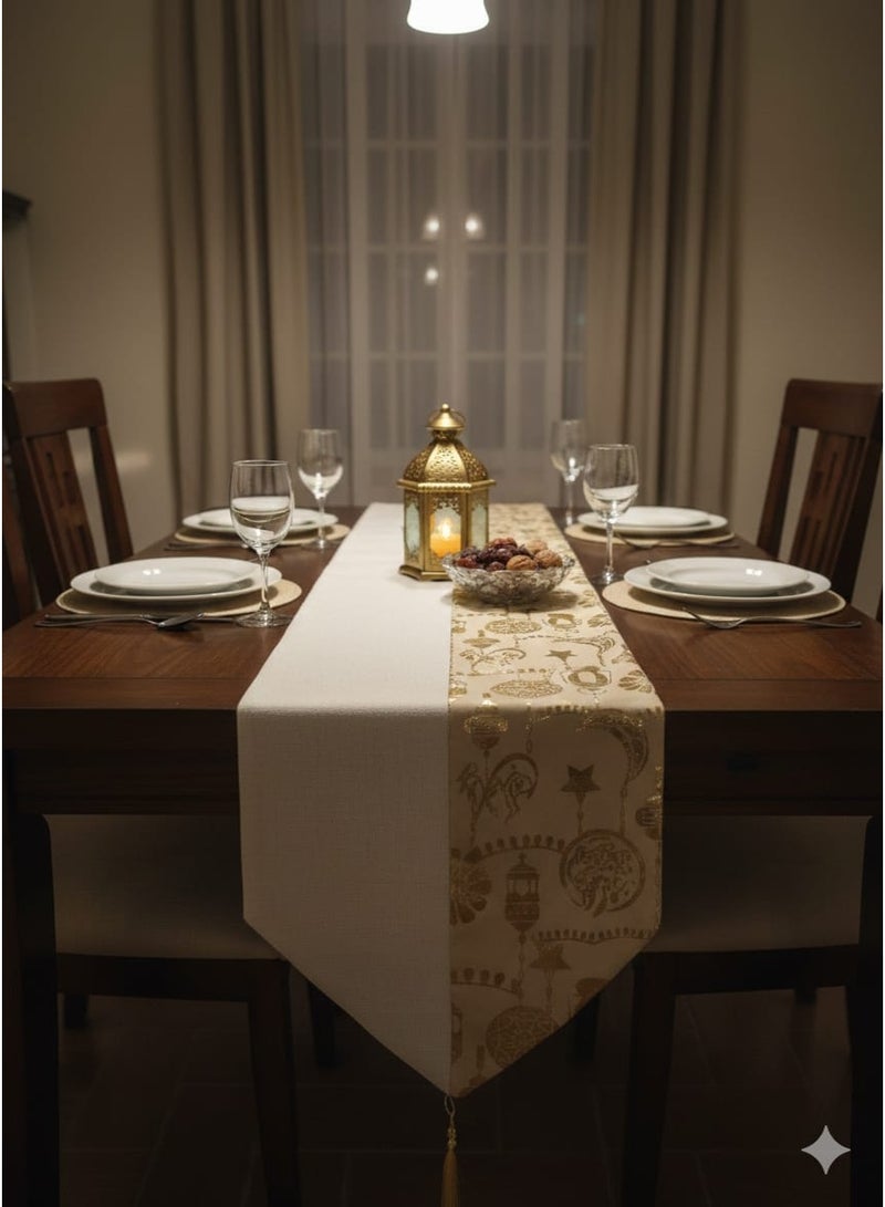 رانر رمضان  طوله ٨٥ سم مفرش طاولة الخامة قطيفة رمضان